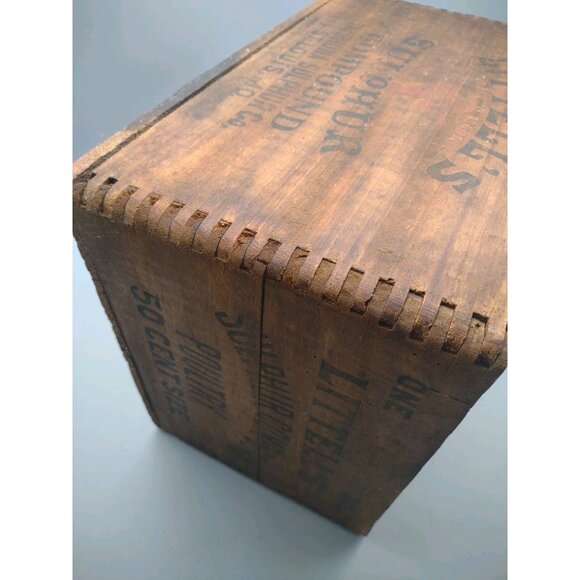Antique 1900s Littell's Sulphur Compound Poultry Dovetail Wood Box, St. Louis MO - Picture 8 of 16